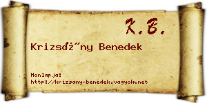 Krizsány Benedek névjegykártya