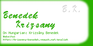 benedek krizsany business card